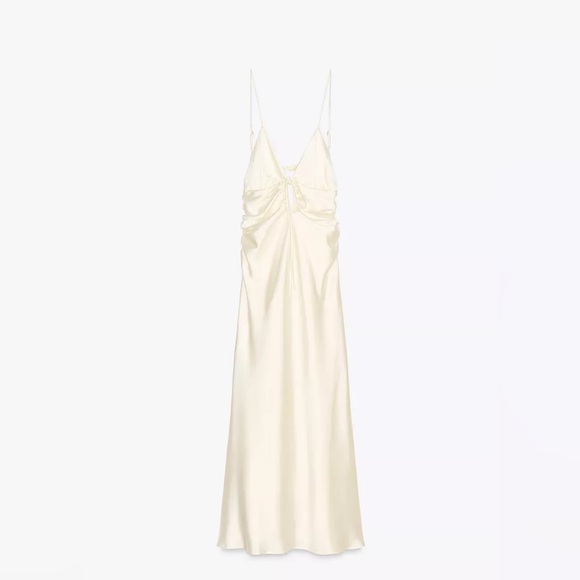 Zara dress midi maxi ivory satin tied slip evening summer wedding party - Picture 14 of 16